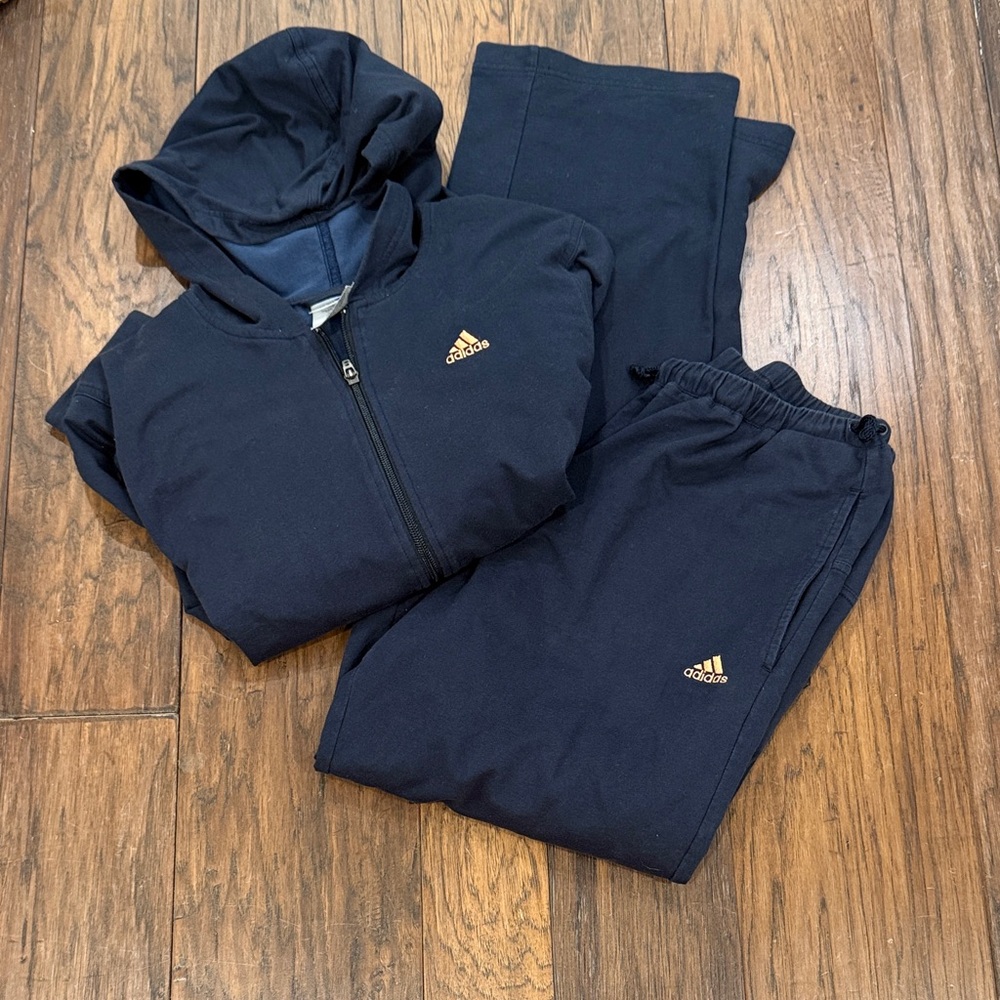 adidas Navy Zip Hoodie and Joggers with Gold Logo